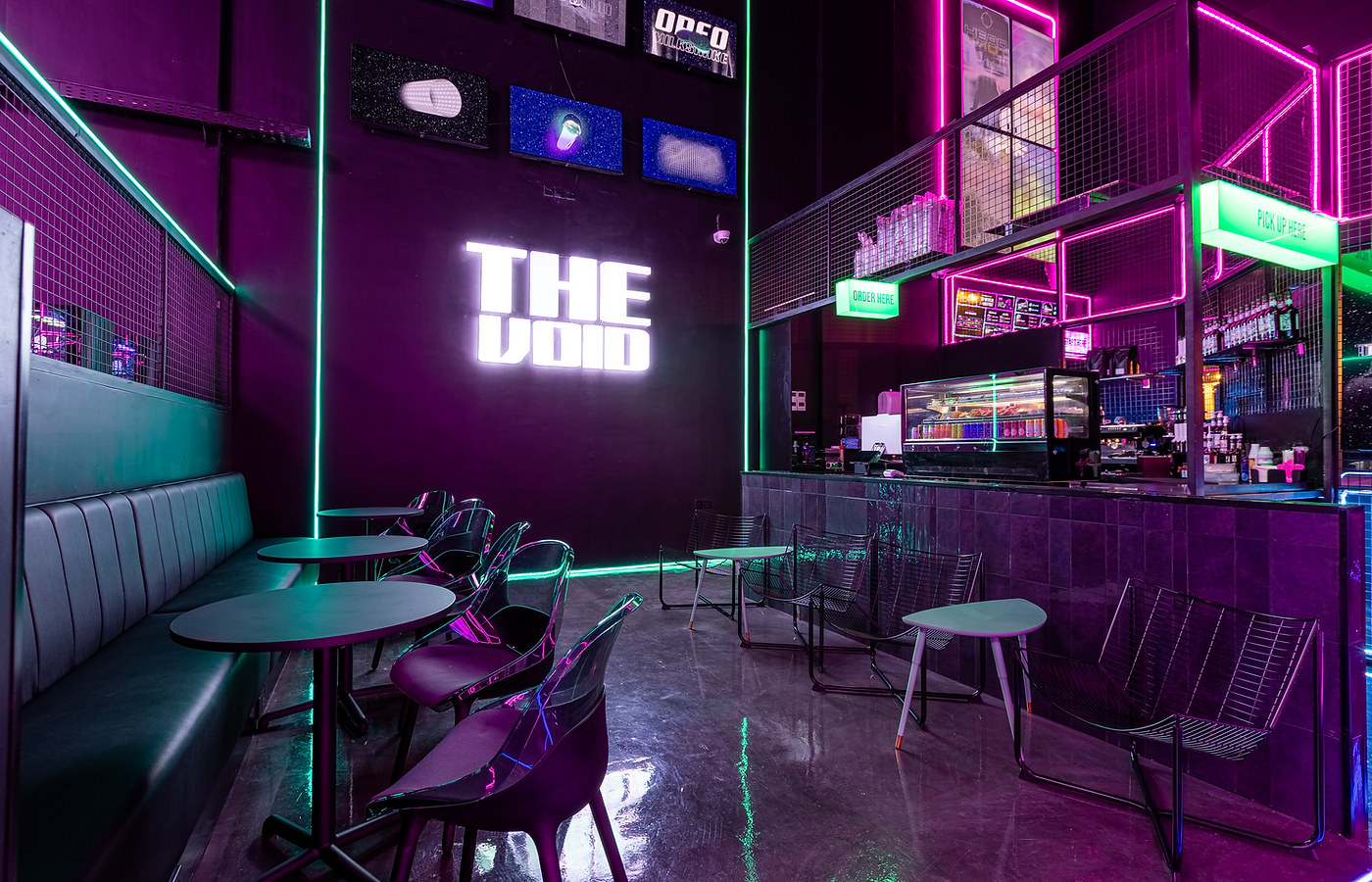 THE VOID cafe seating and counter inside a ZNTRX center