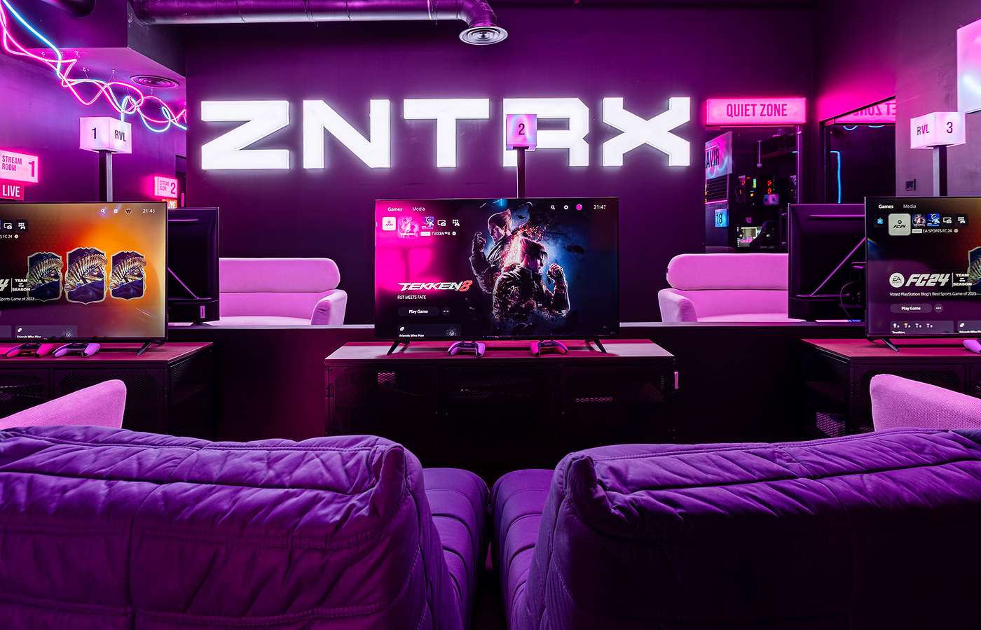 Private console lounge inside ZNTRX Riyadh